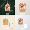 Four 3D printable Christmas models showing a Nonna's Christmas Kitchen design with a rolling pin, whisk and holly as an ornament, layered sign, cookie cutter and fridge magnet.